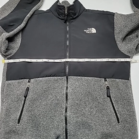 The North Face Denali Jacket Polartec Fleece Teen Boys Full Zip Black Gray XL